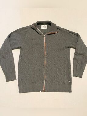Kronstadt Casual Gray Waffle Knit Full Zip Cardigan Sweater Medium